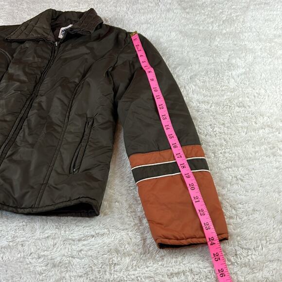 Vintage 70s Mont Tremblant Canadian brown and orange zip up coat, size 10 - Picture 5 of 11